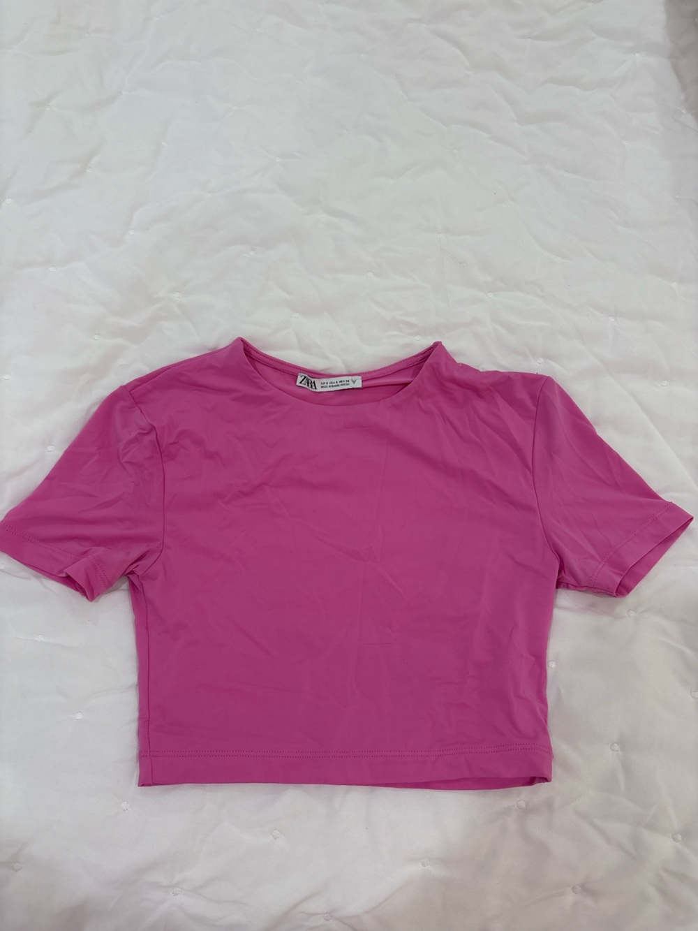 Zara pink Short Sleeve Crop Top (skims dupe)